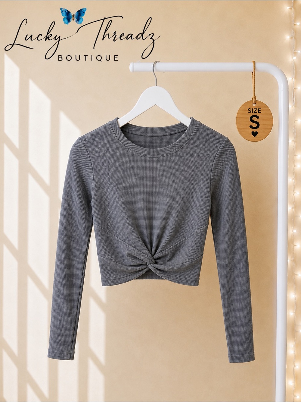 Victoria’s Secret Gray Waffle Knit Twist Front Crop Top S